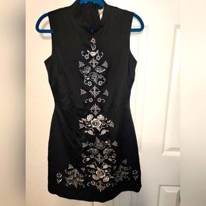 Forever 21 Black Gothic Qipao Cheongsam Chinese Dress Sz Medium